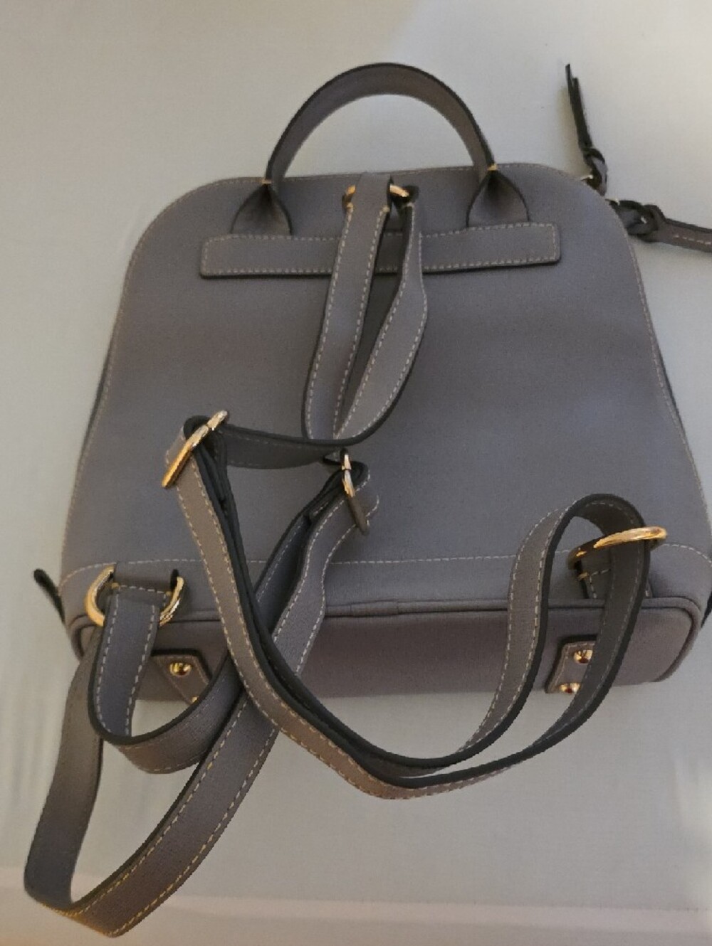 Dooney & Bourke Gray Canvas Backpack with Gold Hardware - Picture 3 of 8